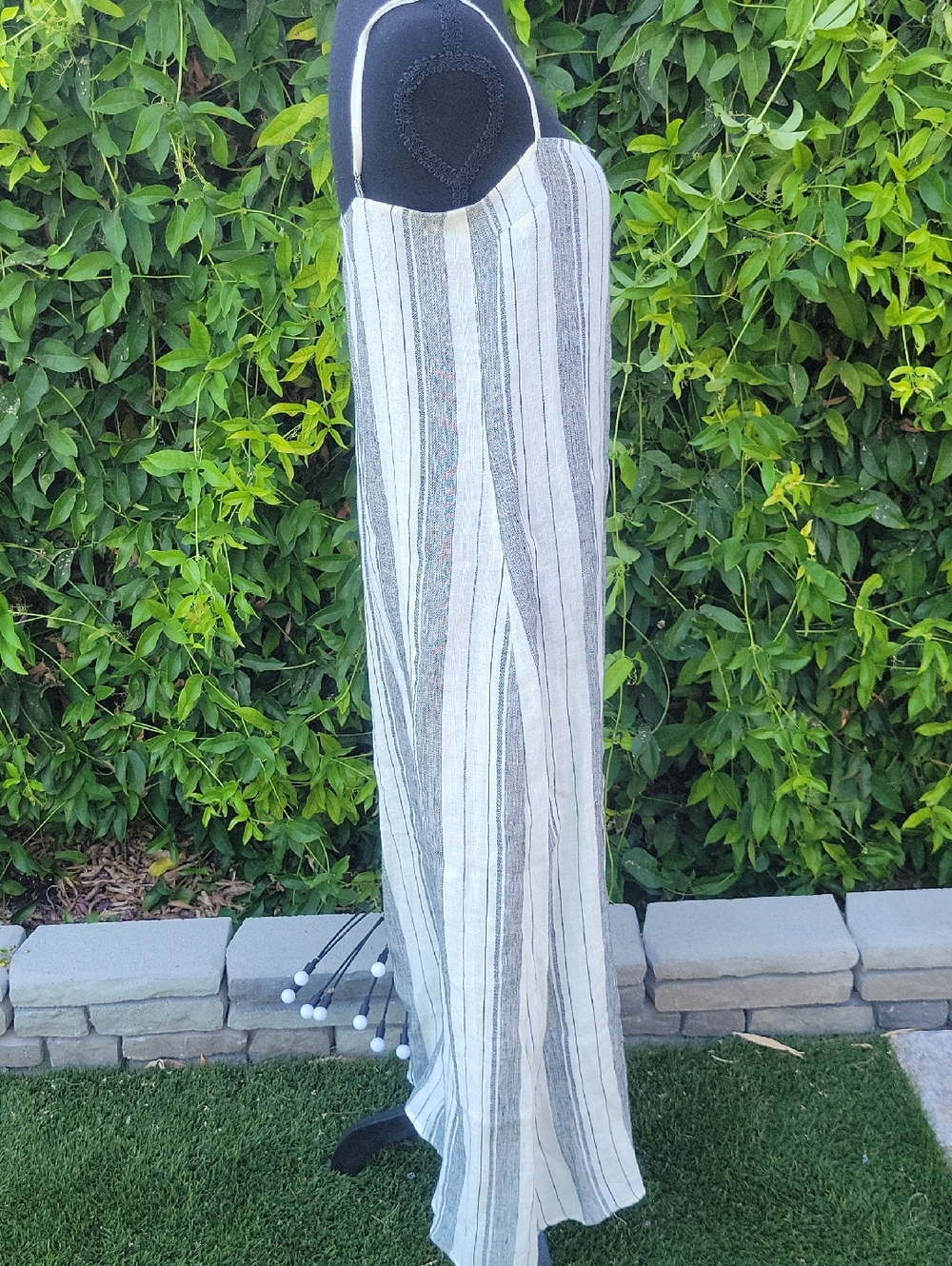 Reformation Pineapple Linen Maxi Dress Vista Stripe M NO SASH/BELT - Picture 5 of 15